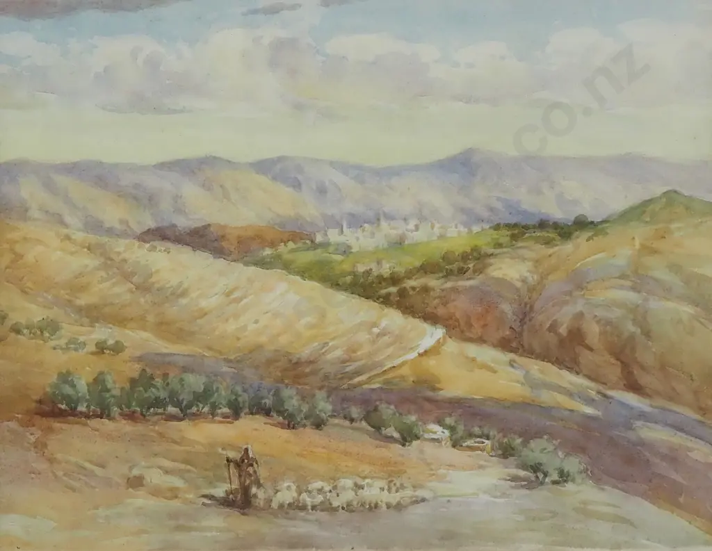 Hilda Sides - The Road to Bethany From Jerusalem, Watercolour Image 1++