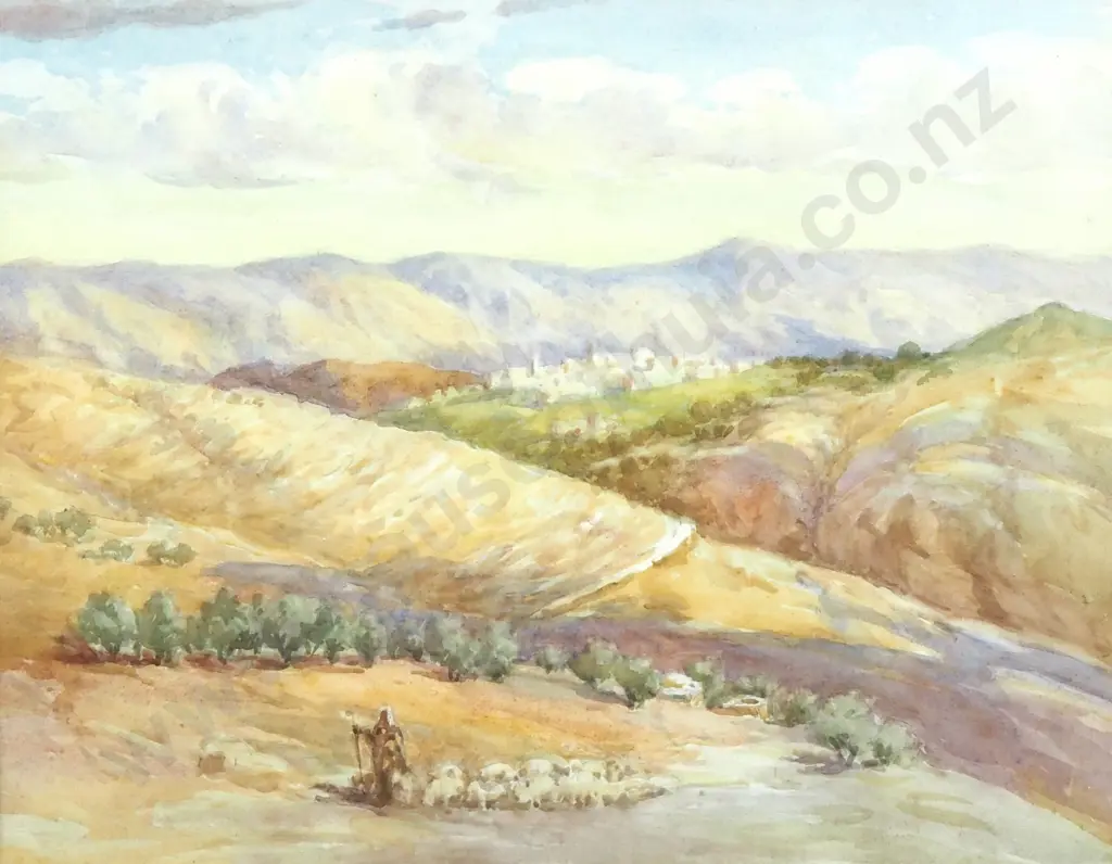 Hilda Sides - The Road to Bethany From Jerusalem, Watercolour Image 1++