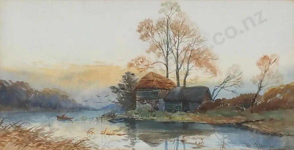 H Alexander - The River Lea Near Ware, Watercolour Image 1++