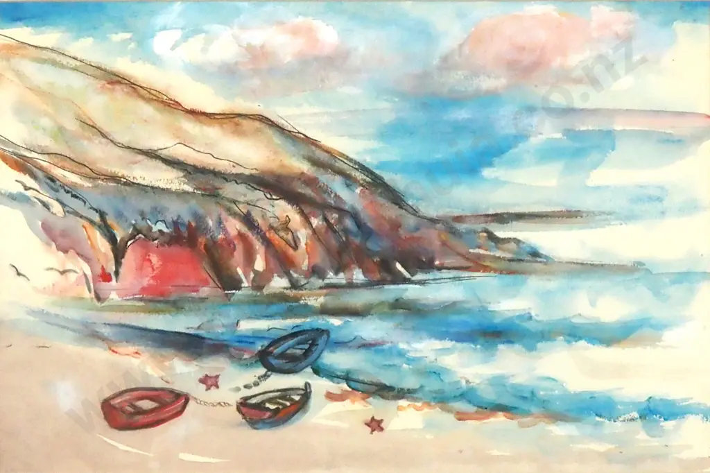 Lily Lewis - Dinghies On The Beach, Watercolour Image 1++