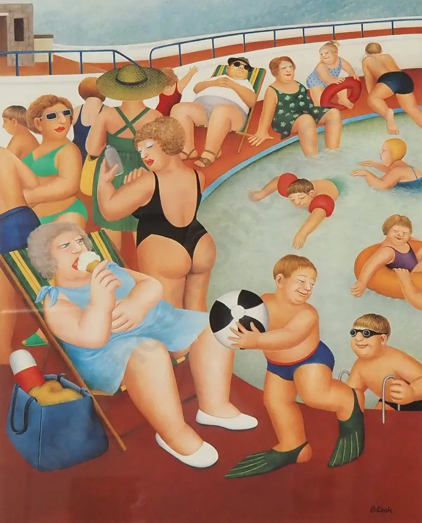 Beryl Cook - The Bathing Pool, Print Image 1++