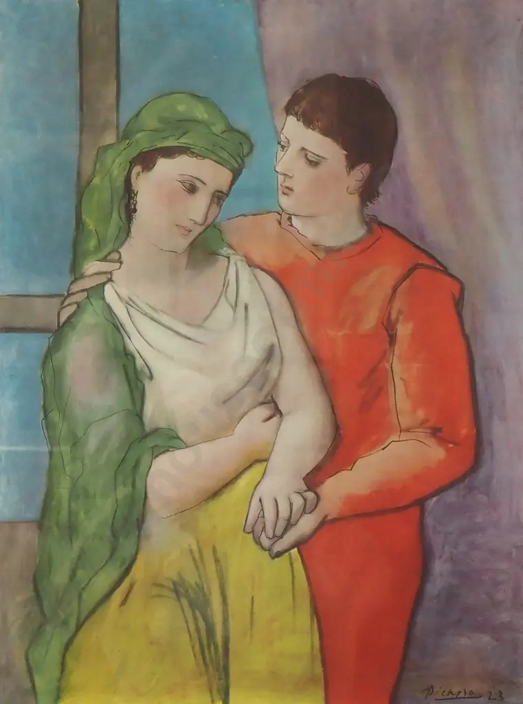 After Pablo Picasso - The Lovers, Photolithographic Poster Print Image 1++