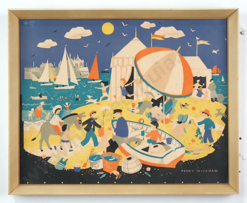 Peggy Wickham - "On The Beach" & "The Circus Comes To Town", Print Image 1++