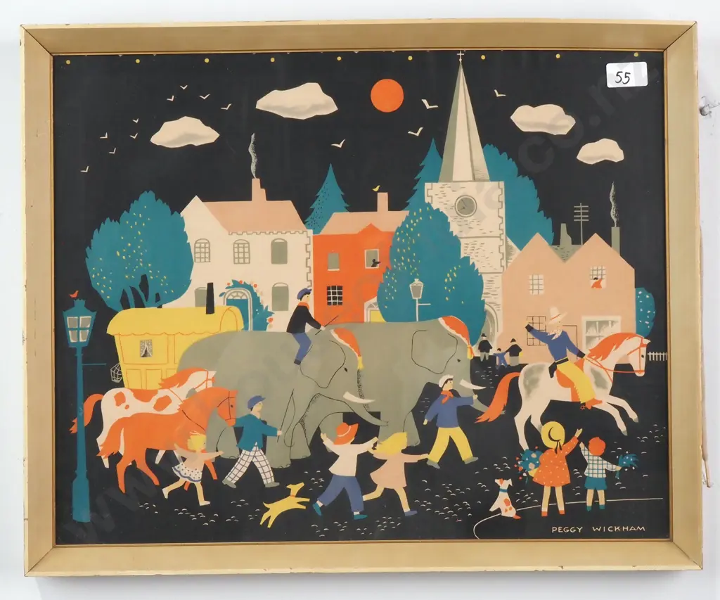 Peggy Wickham - "On The Beach" & "The Circus Comes To Town", Print Image 1++