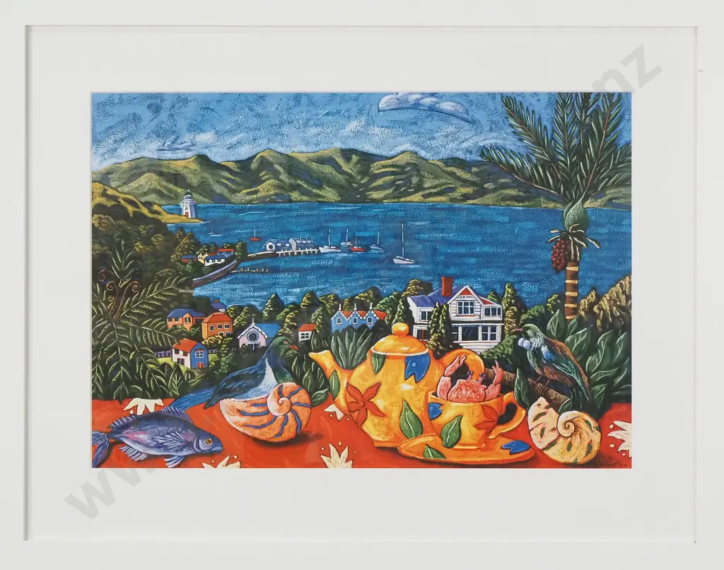 Ingrid Banwell - Akaroa Tea View, Print Image 1++