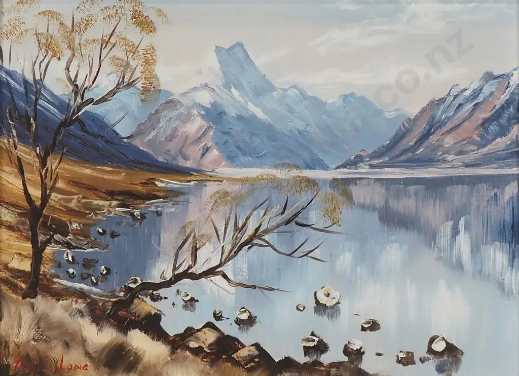 Peter Long - Lake Pukaki, Mount Cook, Oil on Board Image 1++