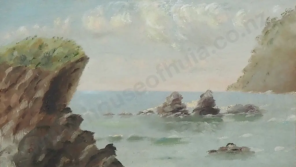 Artist Unknown - Seascape, Oil On Canvas Image 1++