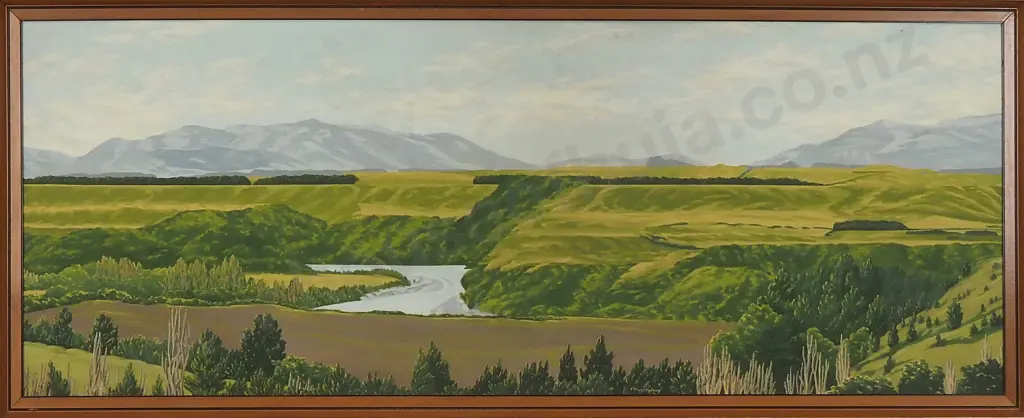 T Muschamp - Rakaia River Area, Oil on Board Image 1++