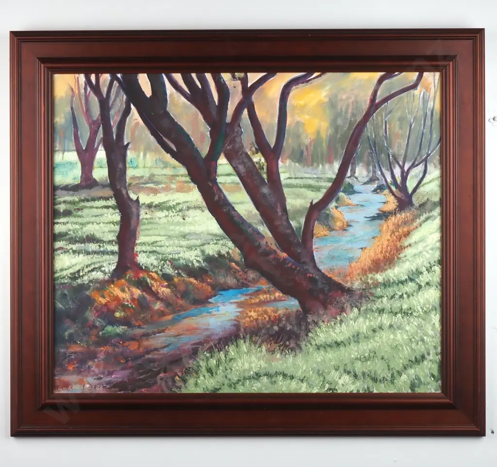 GW Edwards - Landscape Scene W Tree, Oil on Board Image 1++