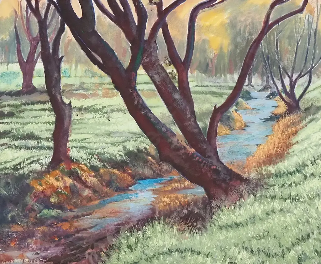 GW Edwards - Landscape Scene W Tree, Oil on Board Image 1++