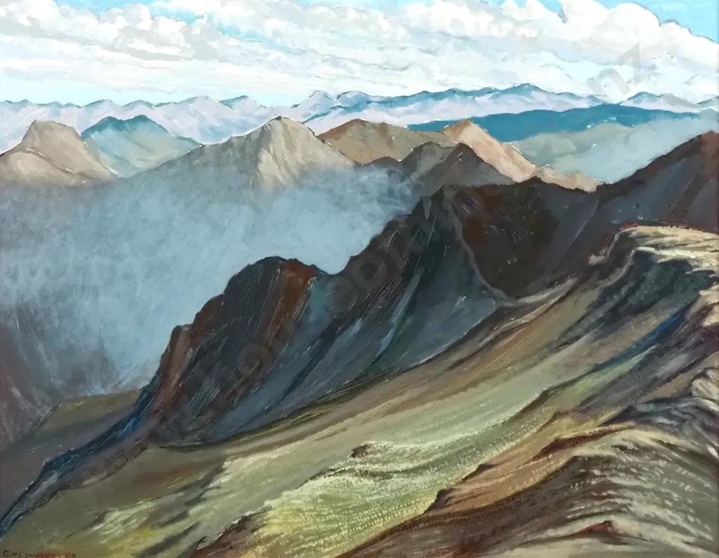 GW Edwards - From Avalanche Peak, Oil on Board Image 1++