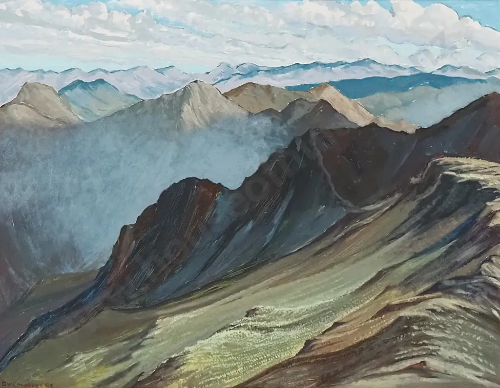 GW Edwards - From Avalanche Peak, Oil on Board Image 1++