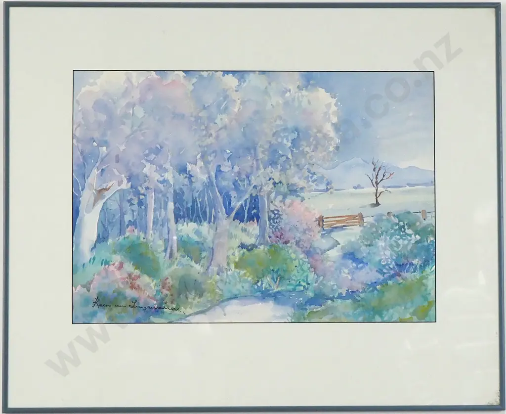 Kath von Tunzelmann - 'Trees Near the River', Watercolour Image 1++