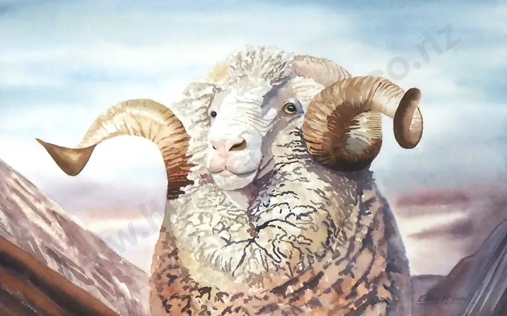 Elaine McDonald - The Pensive Ram, Watercolour Image 1++