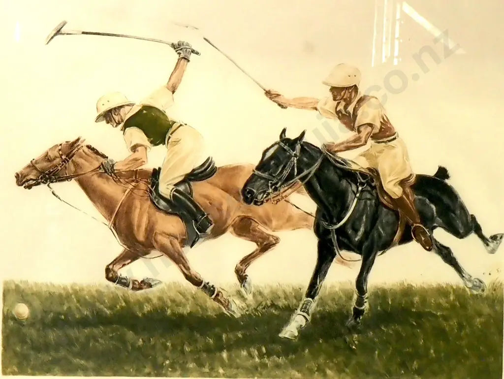 De Rebour - Polo Scene, Hand-Coloured Etching Image 1++