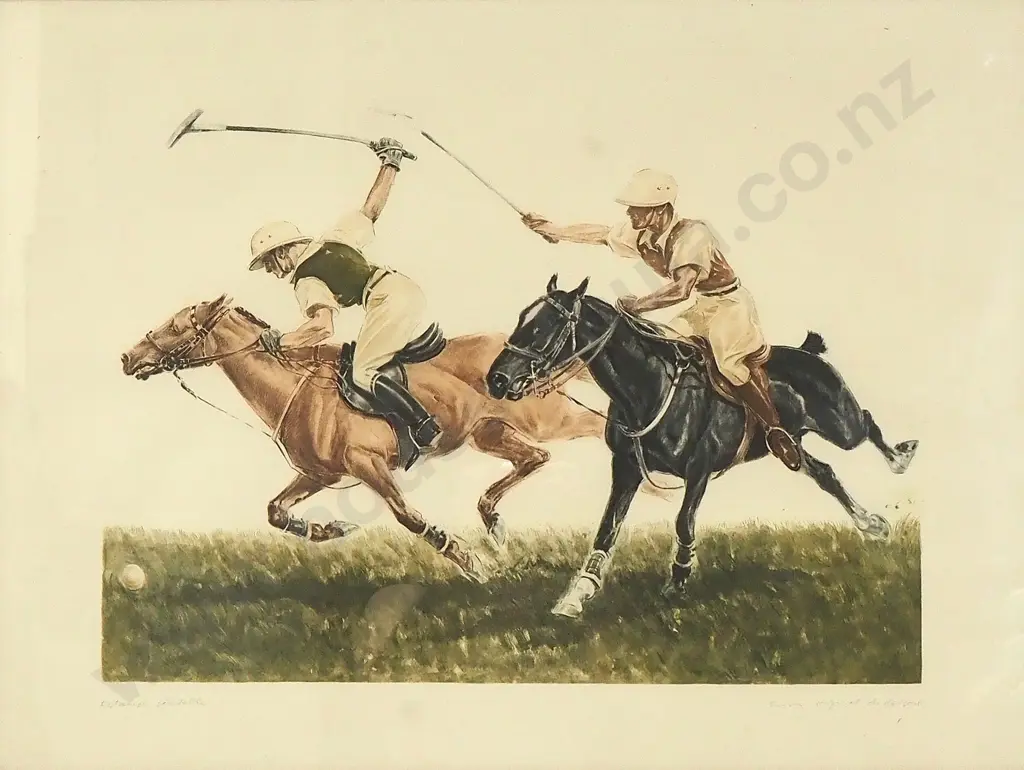 De Rebour - Polo Scene, Hand-Coloured Etching Image 1++