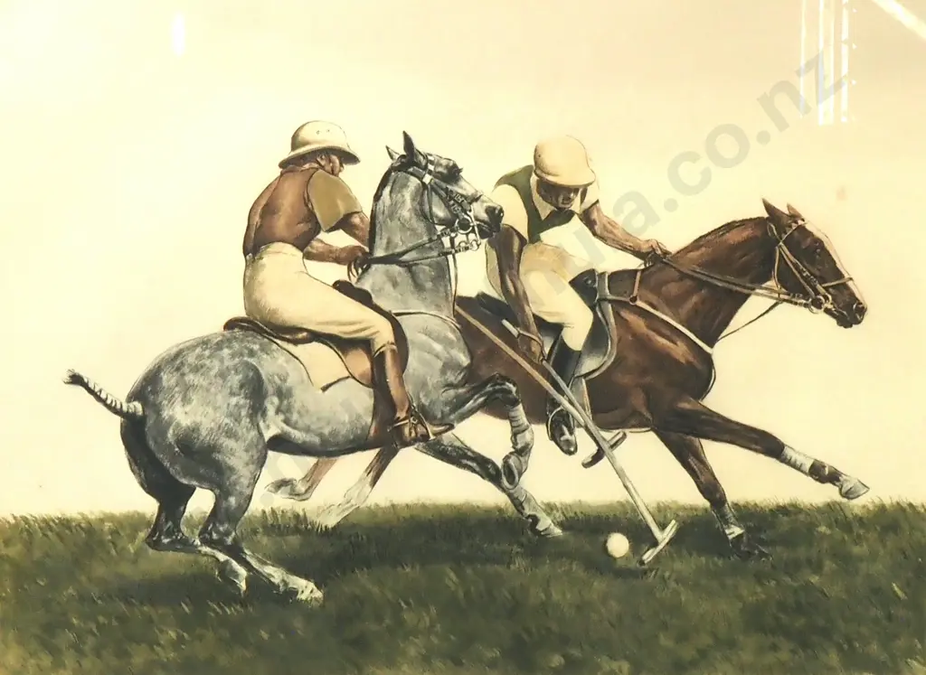 De Rebour - Polo Players, Hand-Coloured Etching Image 1++