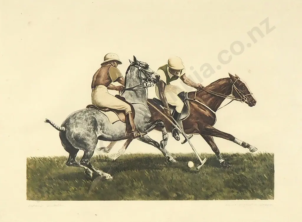De Rebour - Polo Players, Hand-Coloured Etching Image 1++