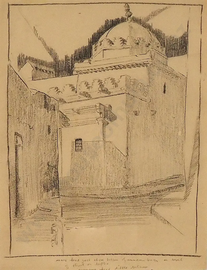 John Weeks - Study for Moroccan Scene, Conté Image 1++