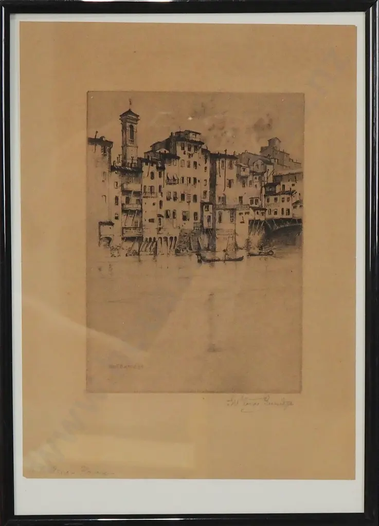 Frederick V Burridge - Two Florencian Scenes, Drypoint Etchings Image 1++