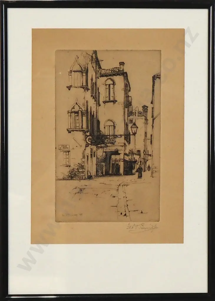 Frederick V Burridge - Two Florencian Scenes, Drypoint Etchings Image 1++