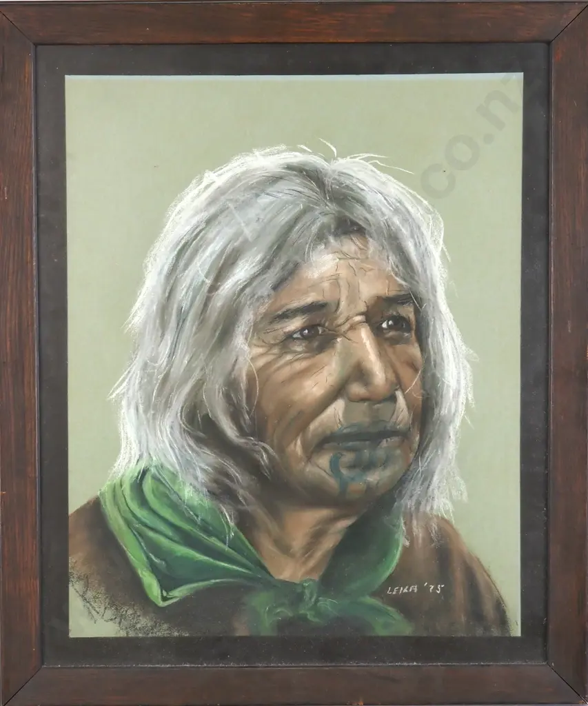 Leila - Portrait of a Woman w Moko Kauae '75', Pastel Image 1++
