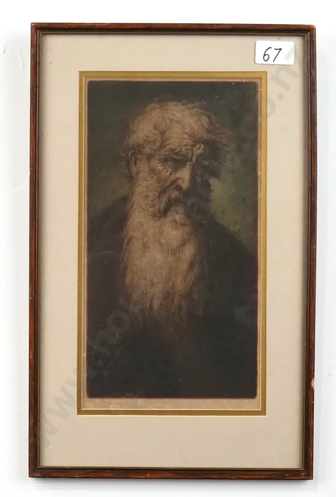 G Woolliscroft Rhead - Portrait of a Bearded Old Man, Etching Image 1++