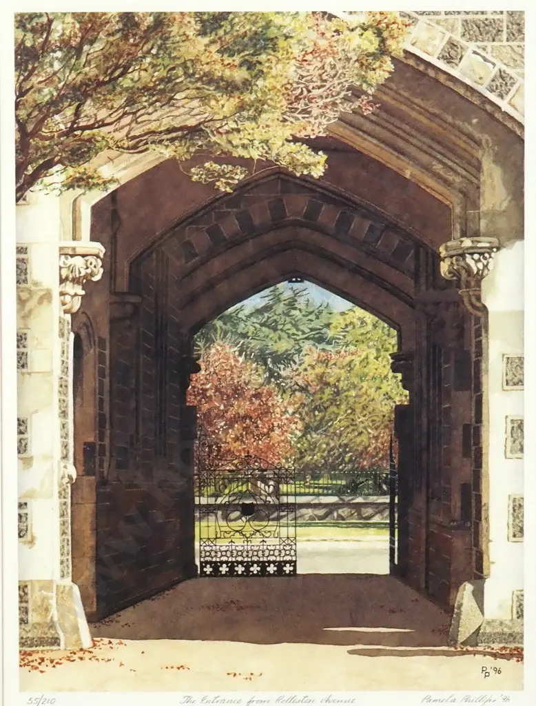 Pamela Philips - The Entrance from Rolleston Avenue, Print Image 1++
