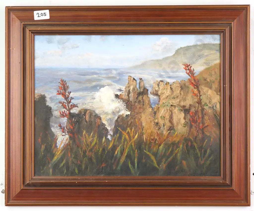 Artist Unknown - Coastal Scene w Rocks, Oil Image 1++