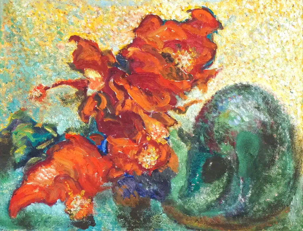 G W Edwards - Still Life With Vase Of Flowers, Oil Image 1++