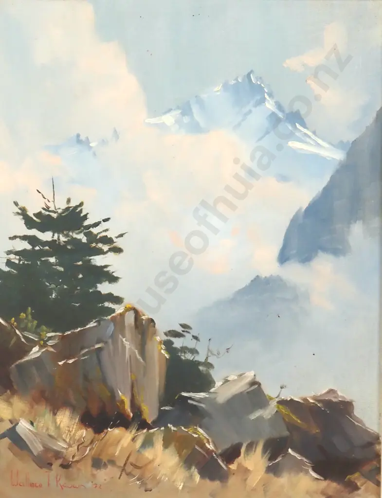 Wallace T Keown - Rocks, Barrier Peak, Oil On Board Image 1++