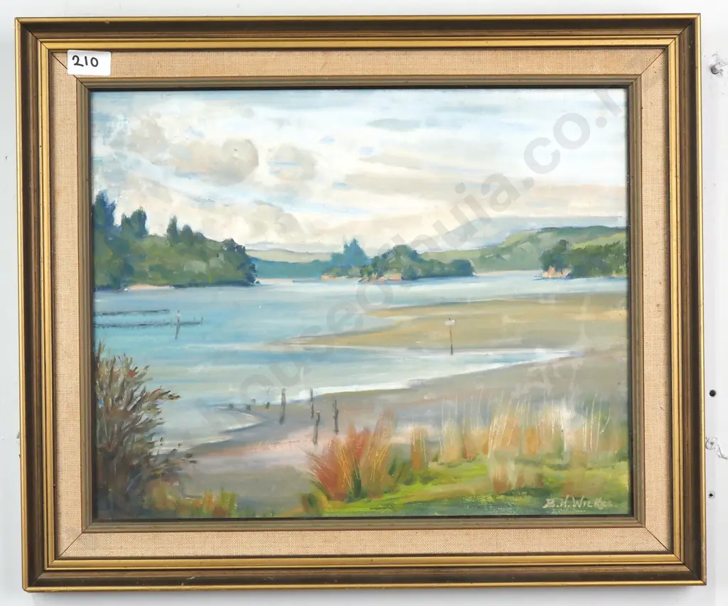 B H Wilkes - Lakeside Scene, Oil Image 1++