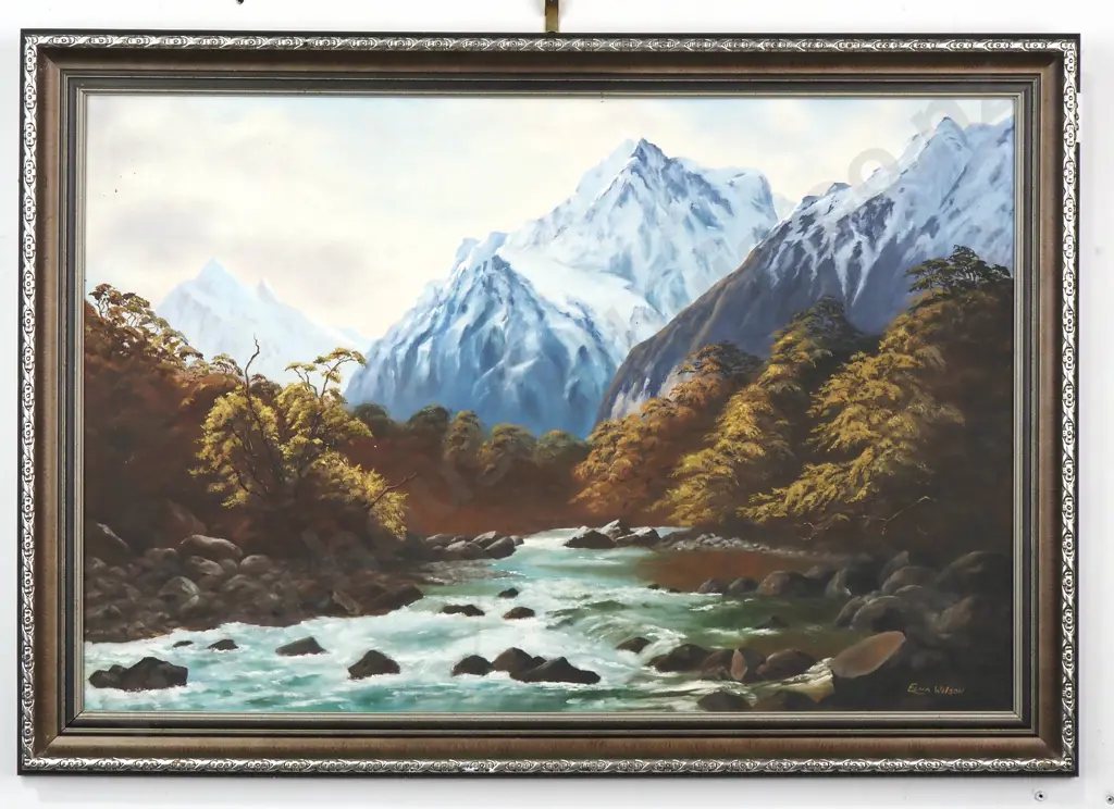 Esna Wilson - Mount Tutoko, Fiordland, Oil on Board Image 1++