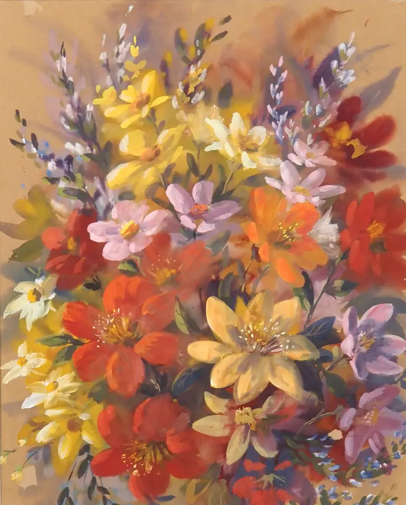Renee Benner - Still Life w Flowers, Watercolour Image 1++