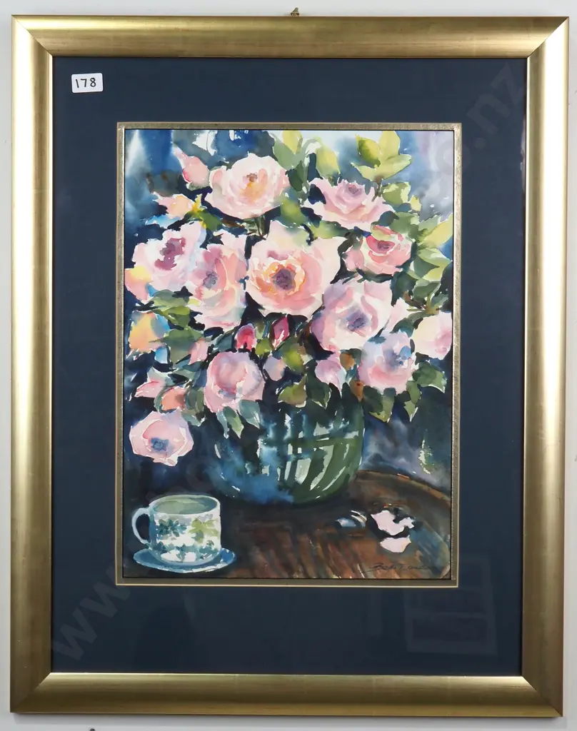 Beth Dawson - Still Life w Roses & Teacup, Watercolour Image 1++