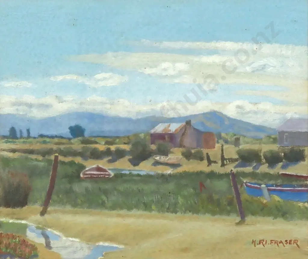 H R Fraser - Low Tide On The Styx, Oil Image 1++