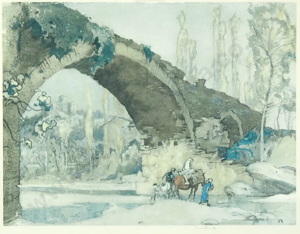 Sir Frank Brangwyn - The Valentre Bridge Cahors, Print Image 1++