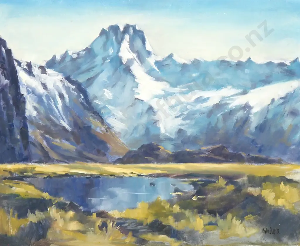 Gordon Sharp - South Island Mountain Landscape, Oil on Board Image 1++