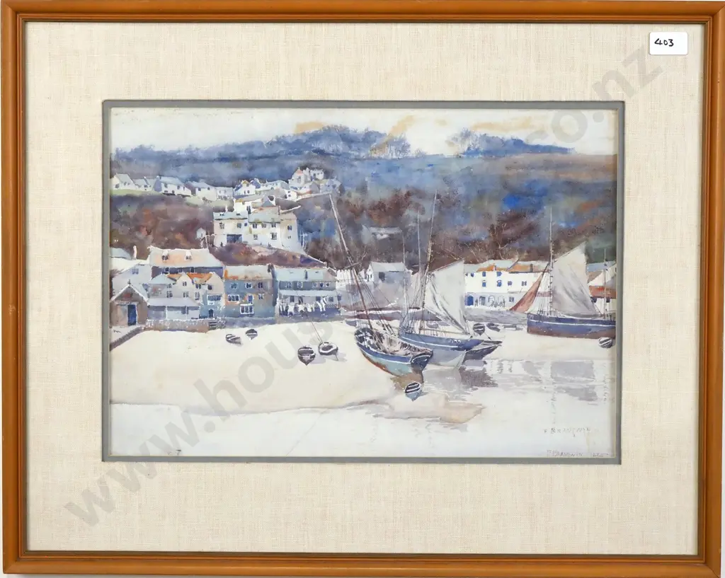 Sir Frank Brangwyn - Fowey Harbour Cornwall, Print Image 1++