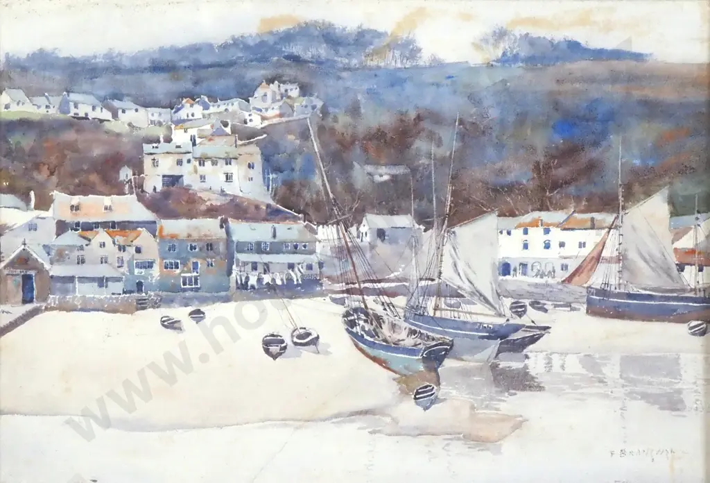 Sir Frank Brangwyn - Fowey Harbour Cornwall, Print Image 1++