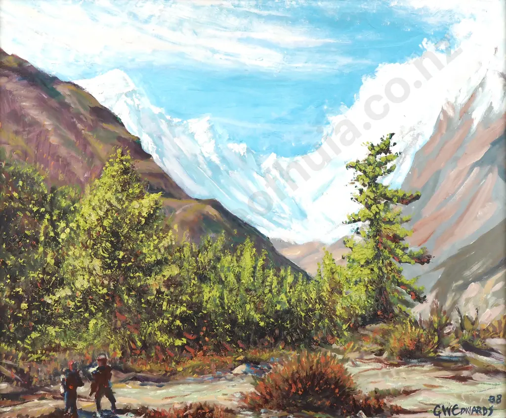 GW Edwards - "On The Annapurna Circuit, Nepal", Oil Image 1++