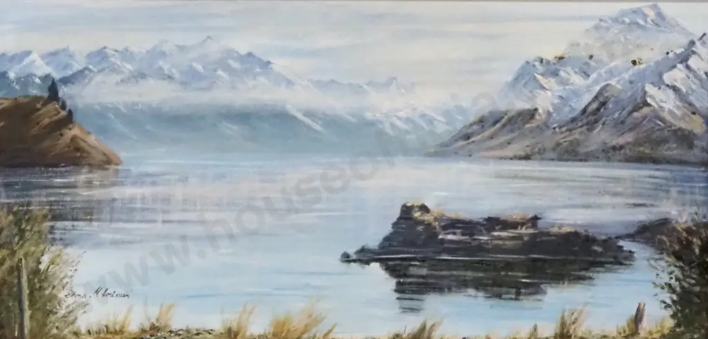 Shema M Lorimer - Mountain Lake Scene, Oil Image 1++