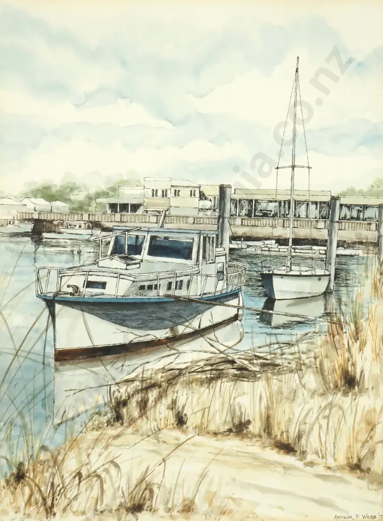 Arthur F Webb - Beside the Ban (1977), Ink & Watercolour Image 1++