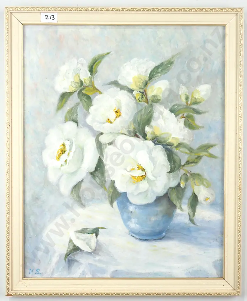 Artist Unknown - White Camellias, Oil Image 1++