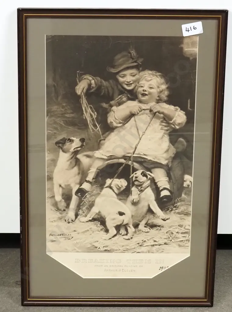 Arthur J Elsley - 'Breaking Them In', Photogravure Image 1++