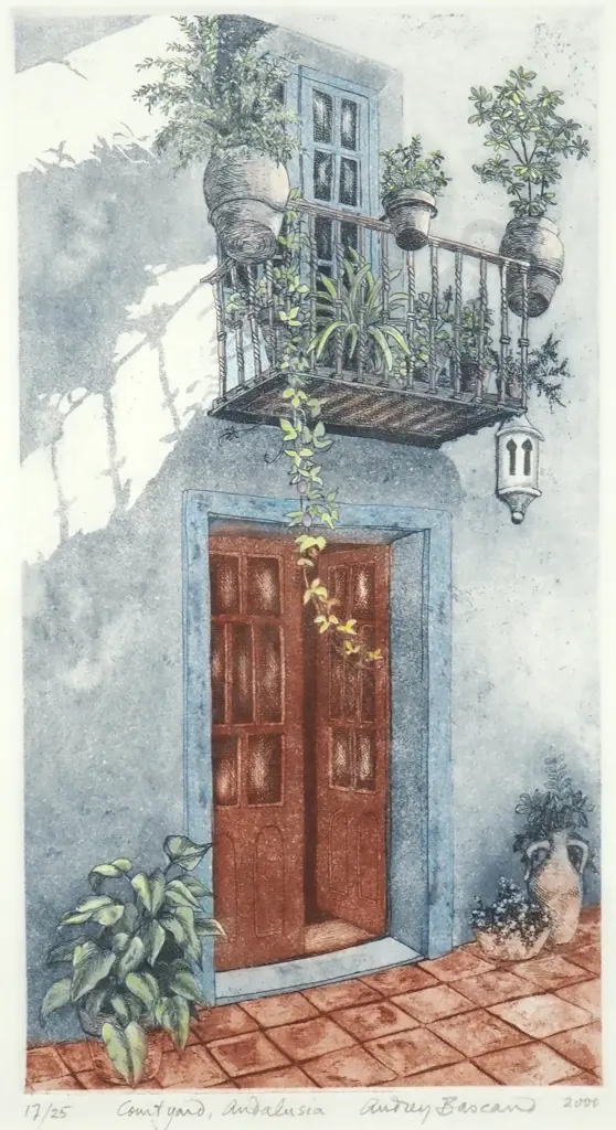 Audrey Bascand - Courtyard Andalusia (2000), Etching Image 1++