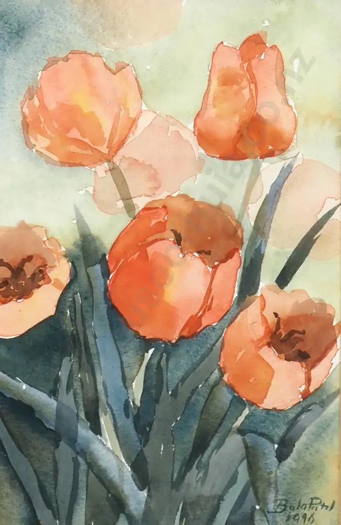 Bala Patel - Front Garden Flowers, Watercolour (1998) Image 1++