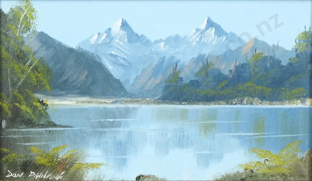 Don Parlane - Lake Matheson, Oil on Board Image 1++
