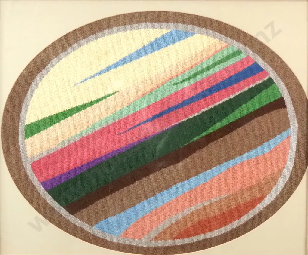 Framed Oval Abstract Multi-coloured Tapestry Image 1++