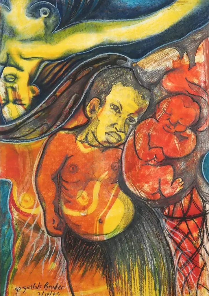 Gazellah Bruder - PNG, Mixed Media on Paper Image 1++